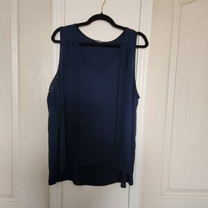 George Navy Blue sleeveless blouse Casual Fun Beachy minimalist loose 1XL